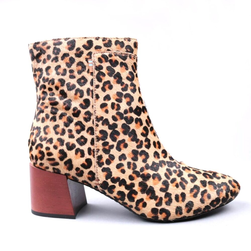 TOMS Women's Emmy Leopard Print Calf Hair Block-Heel Booties